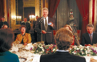 President Clinton tells a group of PlatinumPlus Preferred citizens about the many benefits they will enjoy as members.